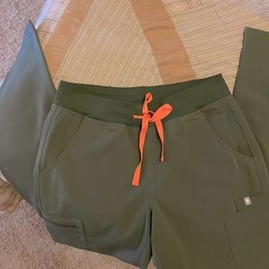 Figs moss green yola scrub pants